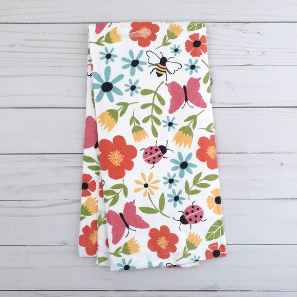 Kitchen Towel Flowers Ladybugs Bees Dual Purpose - Picture 3 of 3